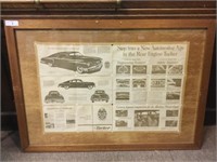 Framed Tucker Motor Car Advertising Display