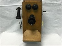Western Electric Crank Wall Telephone Oak Cabinet