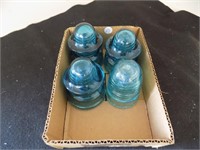 4 Blue Glass Hydro Insulators