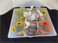 4 Vtg Sunflower Glasses in Box