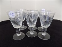 6 Cornflower Mini Wine Tipping Glasses