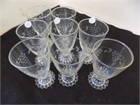 8 Candlewick Pedestal Glasses Etched Grapes
