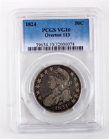 Coin 1824 Bust Half Dollar(Overton 113) PCGS VG10