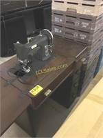 Sewing machine Singer, vintage, built into desk