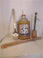 Wood Hangar & Spoon & Vintage Utensils