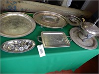 Asst. Silver Plate Serving Items, Trays