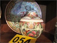 ORIENTAL GINGER JAR AND DECORATIVE PLATE