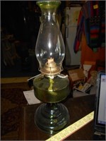 Vintage Green Glass Large Oil Lamp