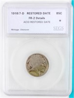 Coin 1918 / 7 Buffalo Nickel SEGS Graded
