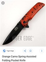 Tiger Edge Spring Folding Pocket Knife-Orange