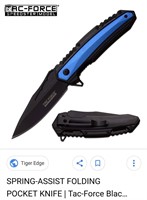 Tiger Edge Spring Folding Pocket Knife- Blue/Black