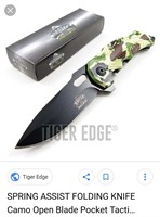 Tiger Edge Spring Folding Pocket Knife - Camo