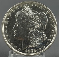 1878 7 Over 8 Tail Feather Morgan BU Silver Dollar