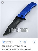 Tiger Edge Spring Folding Pocket Knife-Blue
