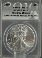 2010 American Silver Eagle ANACS MS 70