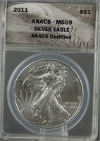 2011 American Silver Eagle ANACS MS 69