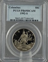 1992-S Columbus Proof Silver Half Dollar PR69 DCAM