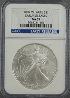 2007-W American Silver Eagle NGC MS 69