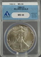 1986 American Silver Eagle ANACS MS 68