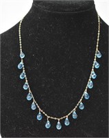 10kt Gold & Blue Topaz Freeform Necklace
