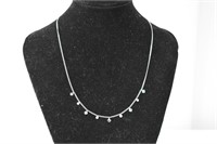 10kt White Gold Blue & Clear Diamond Necklace