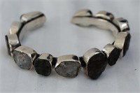 Sterling Silver & Labrodite Rough Stone Bracelet