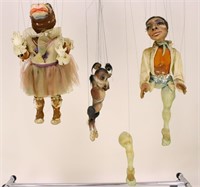 3 Various Marionettes Puppy Hippo Dancer