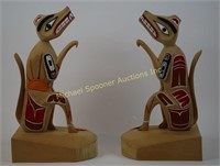 ART COOTES - PAIR WEST COAST ANIMAL CARVINGS