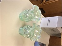 Set of "Fenton" Willow Green Vases