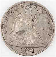 Coin 1891-P Seated Liberty Half Dollar XF