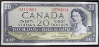 1954 CAD $20 Banknote Beattie/Rasminsky