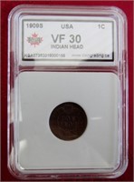 1909 S  USA Indian Head Cent / Penny - VF 30