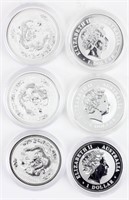 Coin Assorted Silver Rounds 6 Pcs Australia Dragon