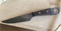 Antique Knife With Finger Hole Wood Handle