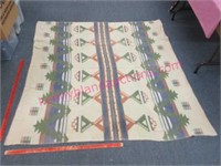 vintage aztec cotton blanket - 67in x 68in