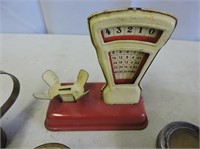 Echo Harp Box, Miniature Scales, Brass Tin, etc