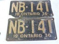 Pair of 1936 License Plates
