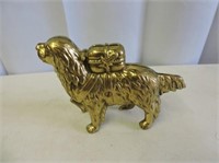 Brass Dog Piggy Bank, 7.5"L