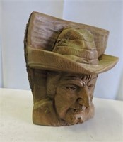 Wonderful Carved Bust, Retains Original Bark, 7" T