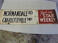 Porcelain Star Weekly Sign, Dbl Sided, 28" x 8"