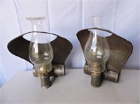 Pair of Tin Utility Oil Lamps