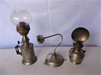 Two Nickel Plated and On Tin Oil Lamps