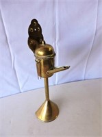 Antique Brass Wall Mount Whale Oil Lamp