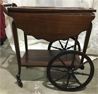 Walnut Tea Cart with Removable Serving Tray