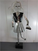 *Cool Metal Girl Sculpture Signed by Artist