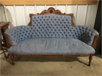Eastlake Victorian Settee with Walnut Lion Carved