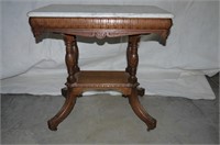 Walnut Eastlake Victorian Table with Marble Top