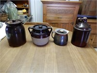 Brown Stoneware Jug with Cork, Brown Stoneware
