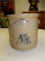 2 Gallon Stoneware Crock - F.T. Wright Taunton MA