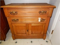 2 Drawer, 2 Door Maple Commode with Brass Pulls